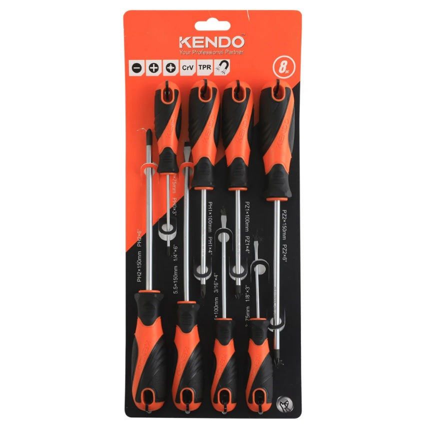 Kendo 8 Piece Chrome Vanadium Steel Screwdriver Set